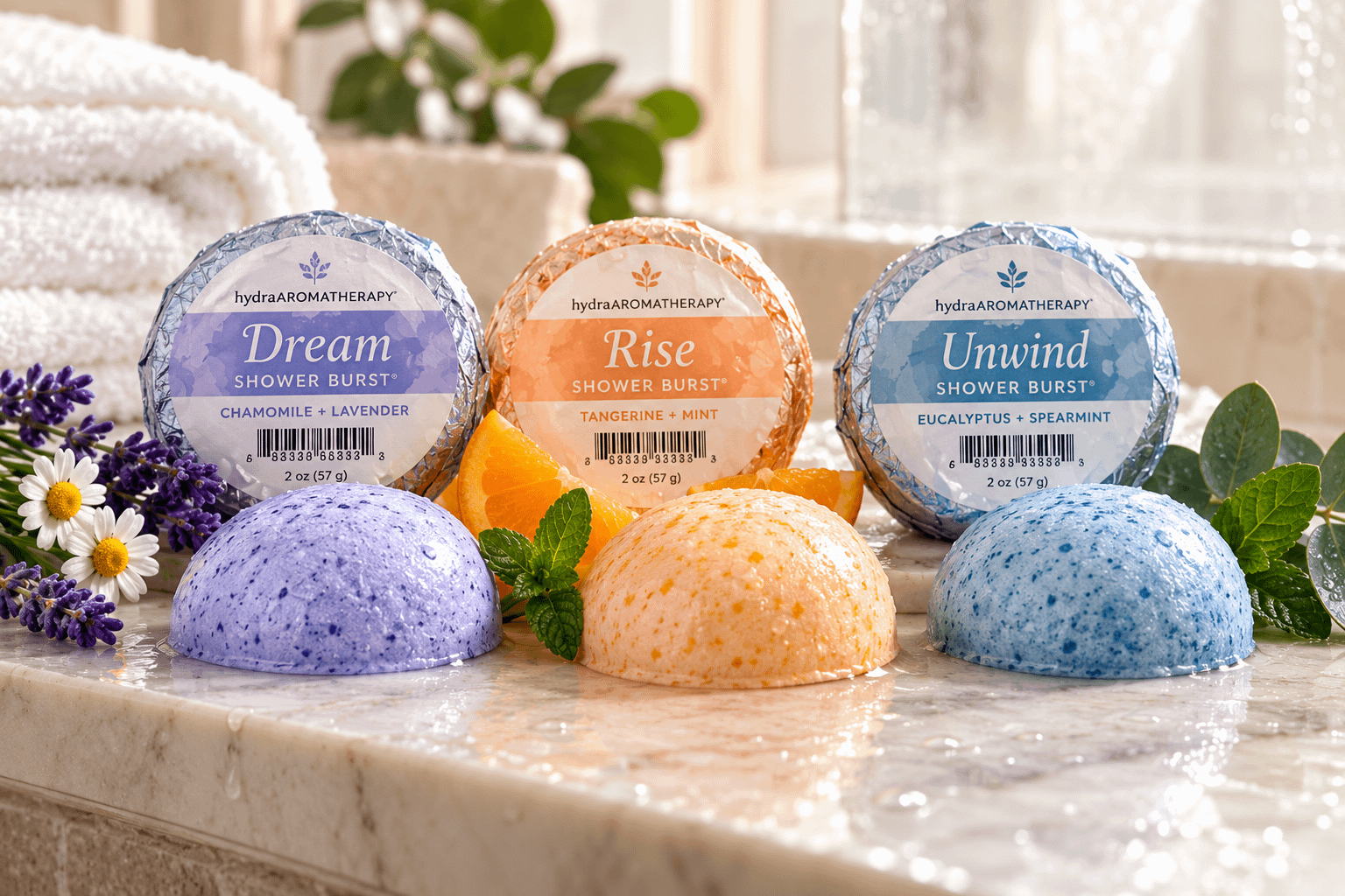 hydraAROMATHERAPY Shower Burst Trio – Spa Aromatherapy Gift Set