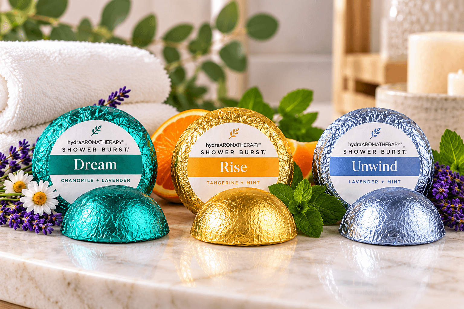 hydraAROMATHERAPY Shower Burst Variety Trio – Somatic Spa Collection