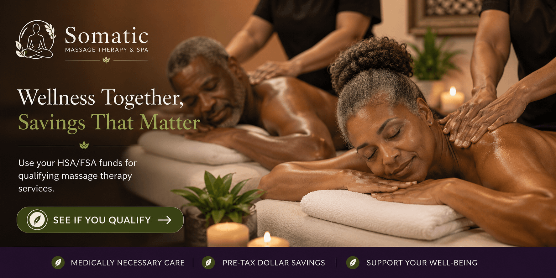 Two older couples laying face down getting massage