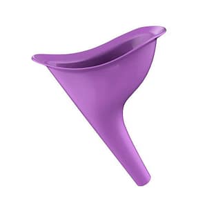 Purple silicone female pee funnel for standing urination, post-surgery recovery and travel
