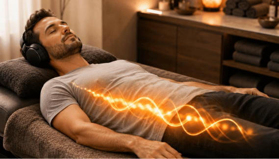 Vibroacoustic Therapy session at Somatic Massage Therapy & Spa in Floral Park NY