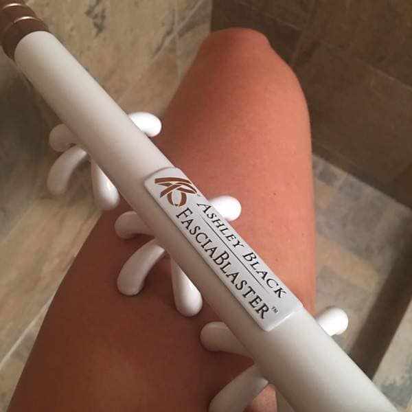 a leg with fascia blasting stick