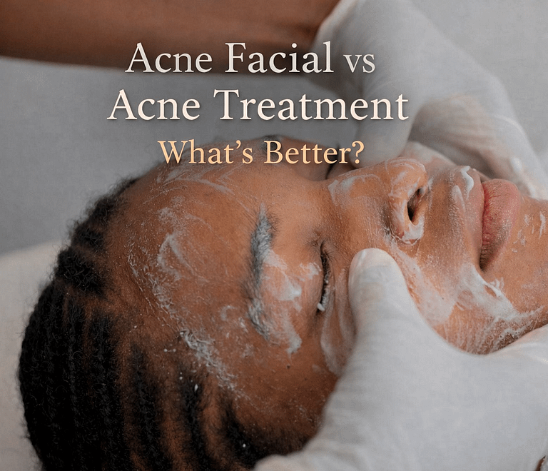 Woman getting acne facial