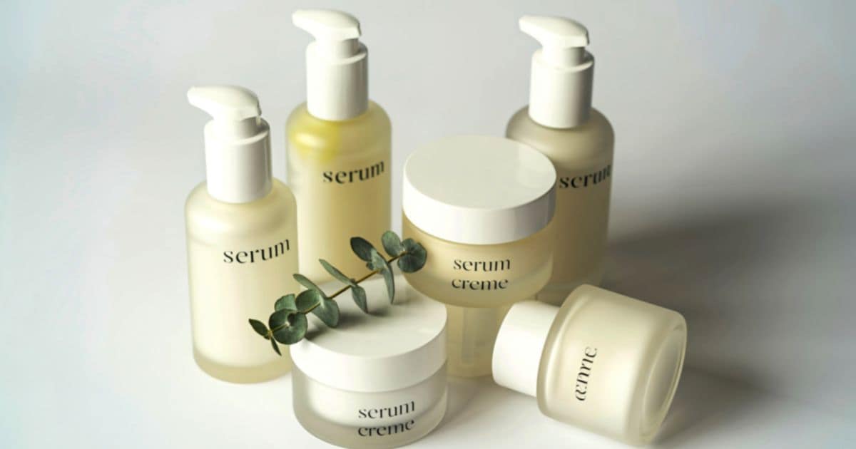 Bottles of serum and cream